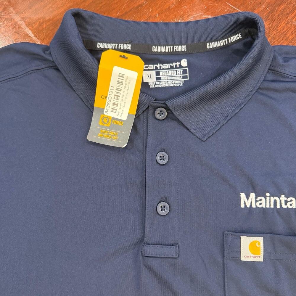 New Carhartt Force Shirt mens XL Blue Short sleeve polo Snag Resistant Pocket - Picture 9 of 12